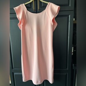 Chic Pink Flutter Sleeve Mini Dress